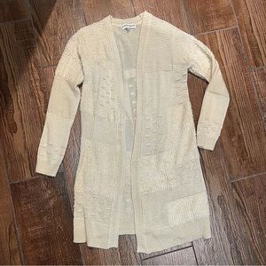 Knox Rose Boho Textured Beige Long Open Cardigan sz S